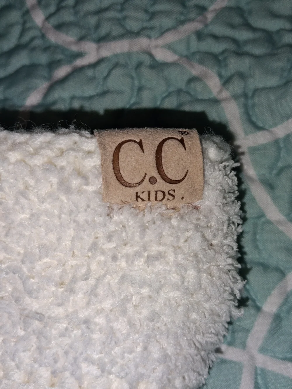 C.C Kids Cream Knit Headband with Pink Monogram D